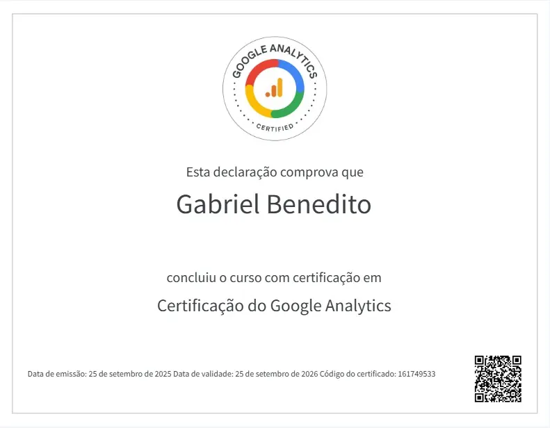 Certificação do Google Analytics